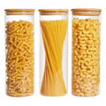 Vtopmart Glass Food Storage Jars, 7 Pack Kitchen Containers with Airtight Bamboo Wooden Lids for Pasta, Cookies, Nuts, Coffee Beans, Cereal, Canisters Set for Flour, Pantry Organization, BPA Free