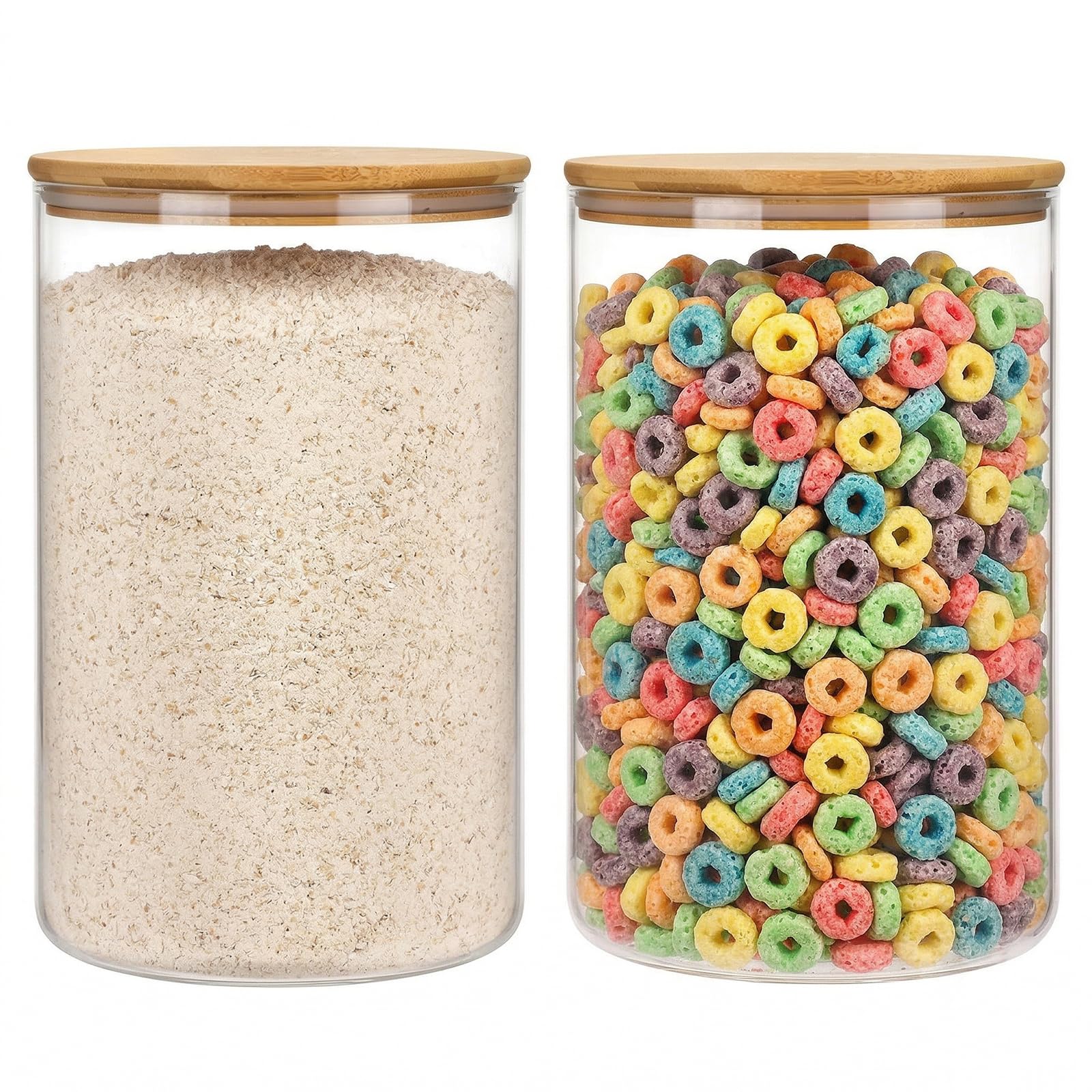 Moretoes 6 Pack 0.6qt Glass Storage Containers with Bamboo Lids, Airtight Food Storage Jars for Pantry, Dry Goods, Flour, Sugar