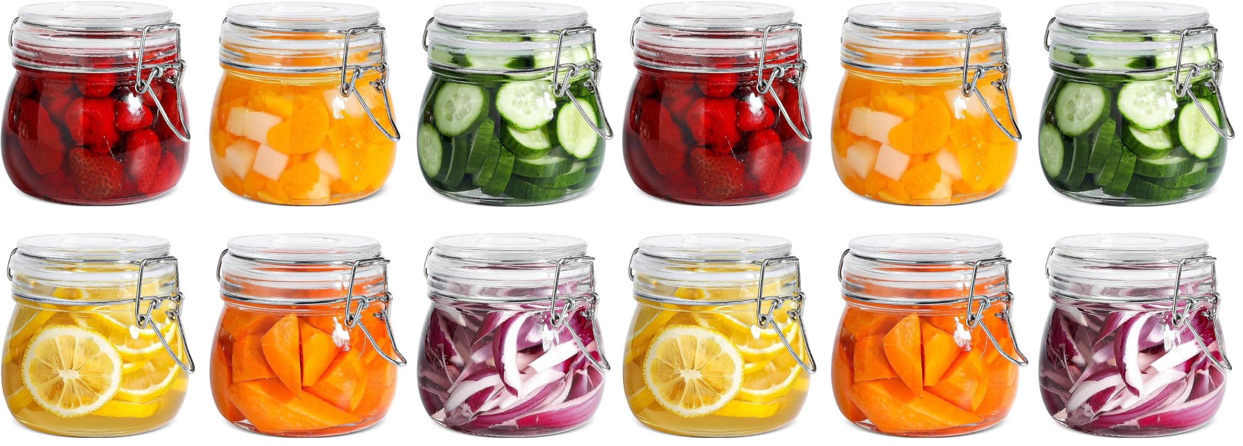 ComSaf 6-Pack 17oz Short Glass Jars for Drawers, Small Airtight Food Canisters for Spices, Nuts & Kids Snacks, Pint Sized Canning Jar Set for Jams, Pickles & Pantry Organization