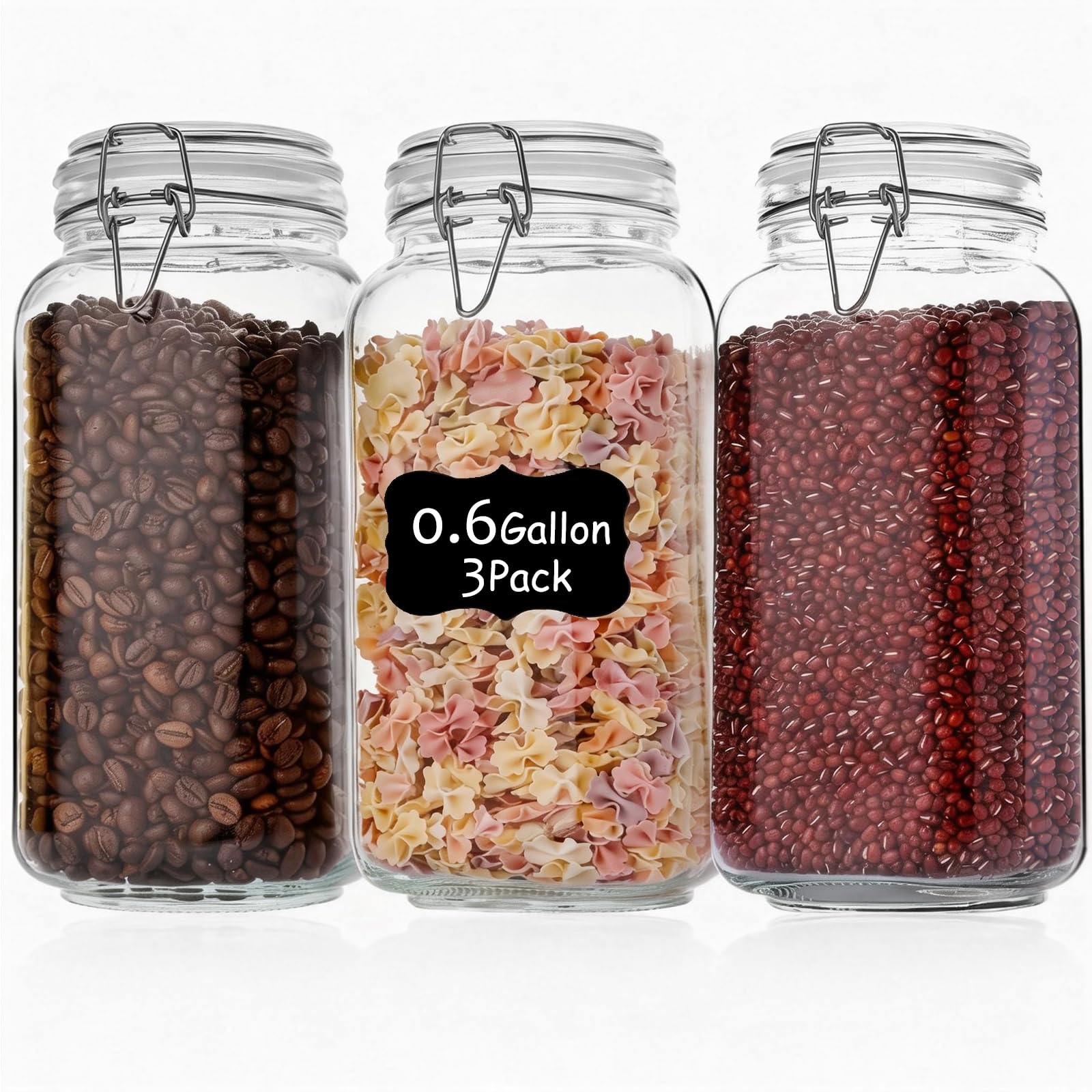 Glass Food Storage Jars 37 oz Set of 6,Glass Storage Containers Clear Glass Food Canister with Bamboo Lid Airtight For Serving Tea, Coffee, Flour, Sugar, Candy, Cookie, Spice and More (Square)