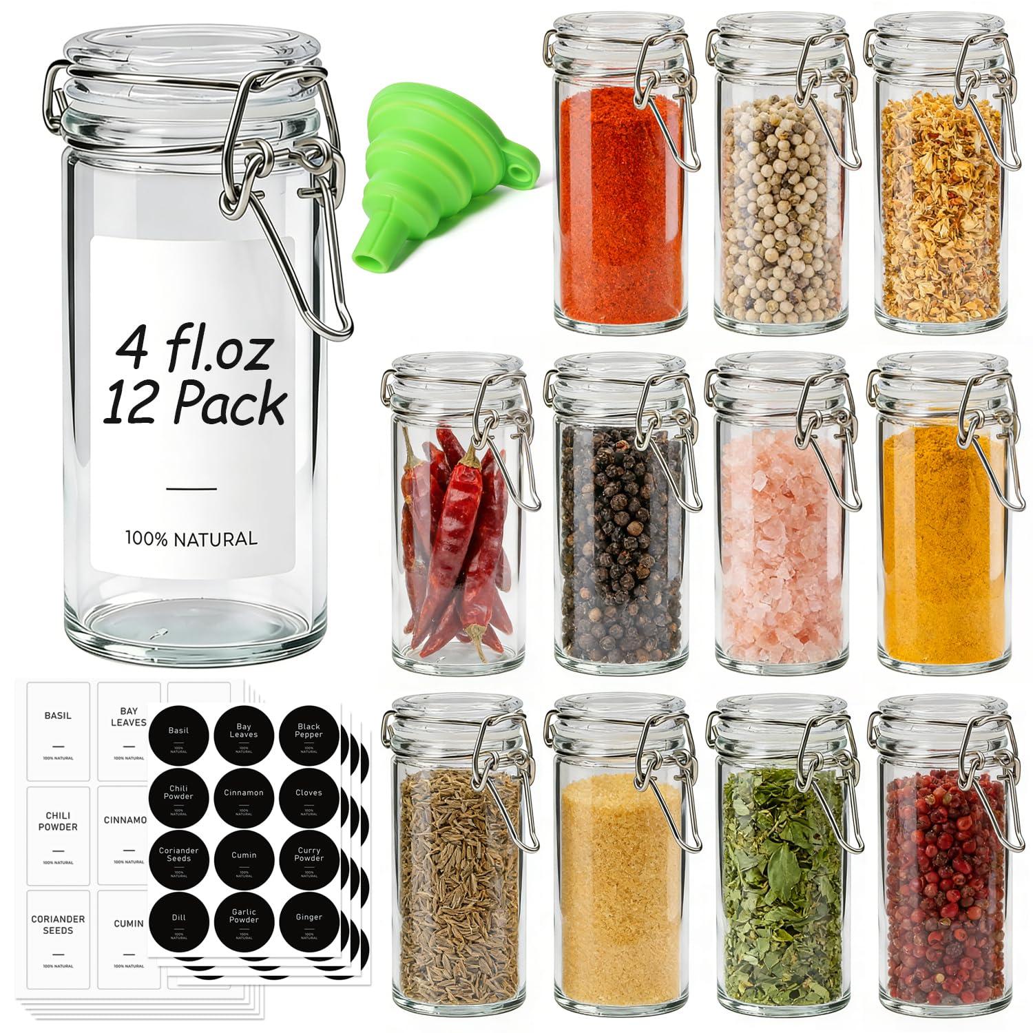 ComSaf 6-Pack 17oz Short Glass Jars for Drawers, Small Airtight Food Canisters for Spices, Nuts & Kids Snacks, Pint Sized Canning Jar Set for Jams, Pickles & Pantry Organization