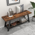 Oastreeful Industrial Entryway Bench Rustic Wood and Metal Storage Bench for Indoor Living Dining Room Bedroom Long Shoe Benches Seat (White)