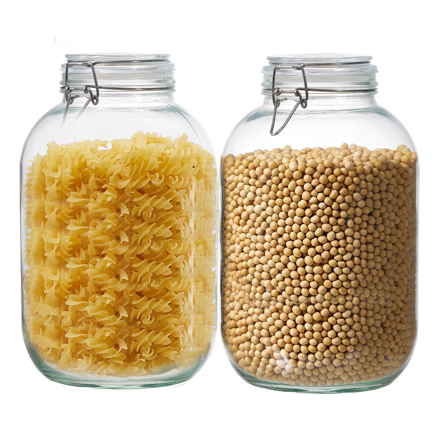 6 Pack 17oz Food Storage Jars with Airtight Lids, Preserving Seal Wire Clip Fastening Glass Containers, Canisters for Kitchen Organization, Flour, Cereal, Pasta, Sugar, Beans, Pickling Jars (17 Oz*6)