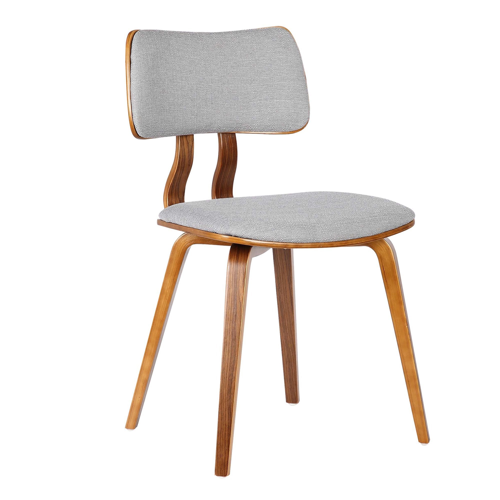 Armen Living Jaguar Mid-Century Dining Chair in Walnut Wood and Green Fabric