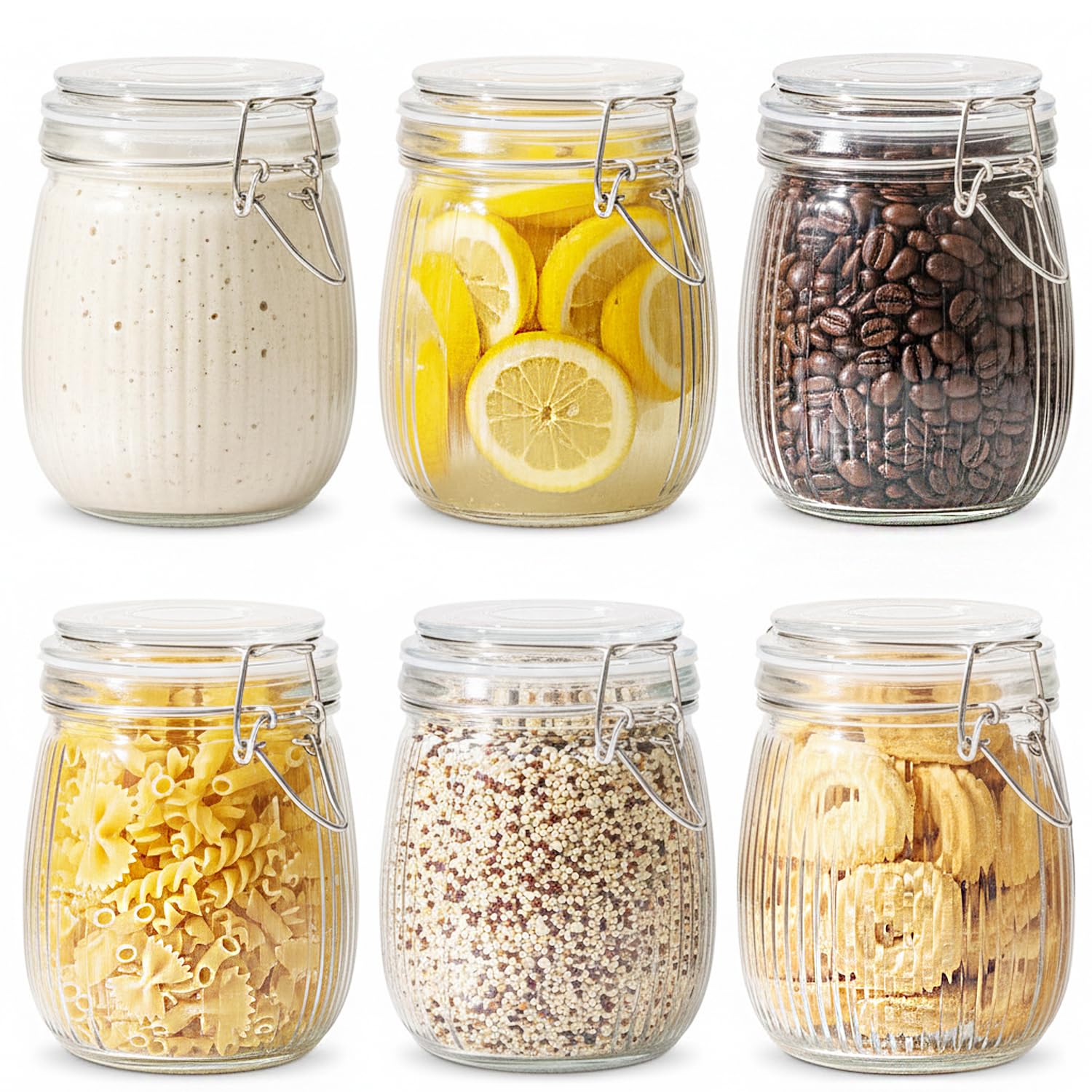ComSaf 6-Pack 17oz Short Glass Jars for Drawers, Small Airtight Food Canisters for Spices, Nuts & Kids Snacks, Pint Sized Canning Jar Set for Jams, Pickles & Pantry Organization