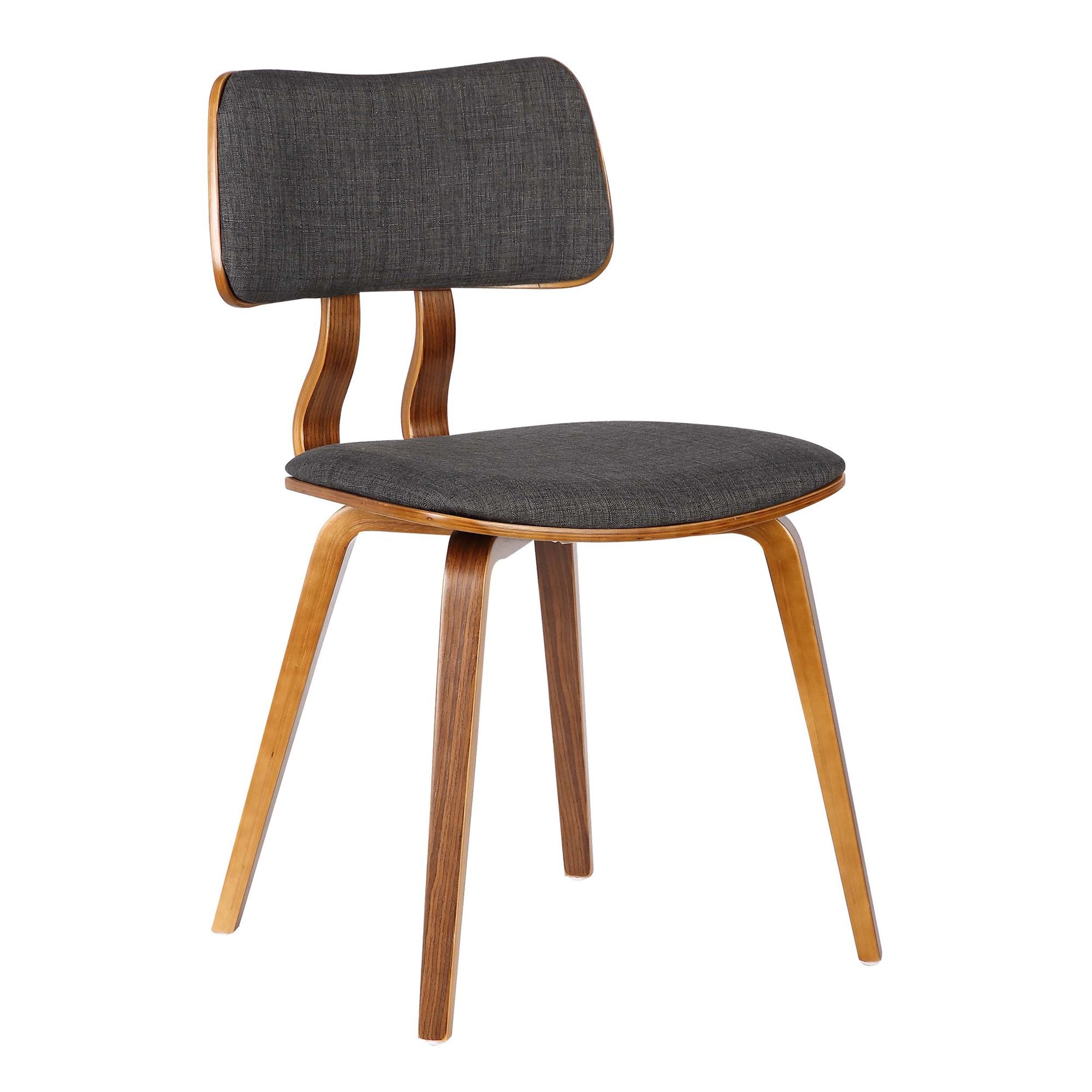 Armen Living Jaguar Mid-Century Dining Chair in Walnut Wood and Green Fabric