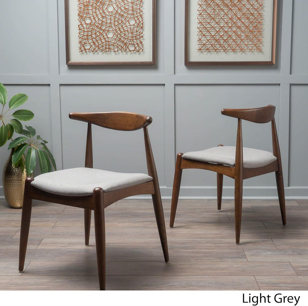 Christopher Knight Home Francie Fabric with Walnut Finish Dining Chairs, 2-Pcs Set, Light Grey / Walnut