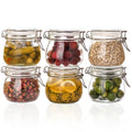 Glass Food Storage Jars 37 oz Set of 6,Glass Storage Containers Clear Glass Food Canister with Bamboo Lid Airtight For Serving Tea, Coffee, Flour, Sugar, Candy, Cookie, Spice and More (Square)