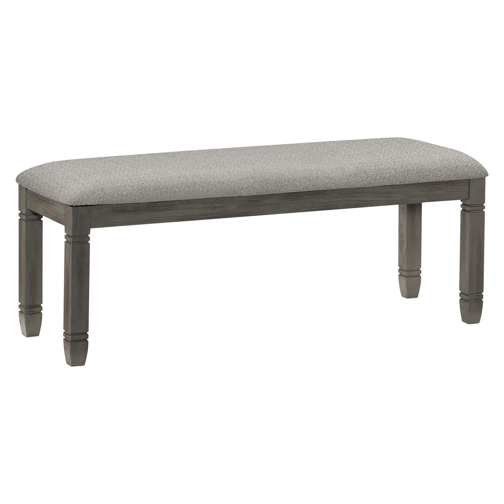 Lexicon Dining Bench with Padded Seat and Wooden Frame, 48" W Entryway Bench, Gray Textured Fabric Upholstered Dining Seat for Kitchen/Living Room, Easy Assembly, Antique White