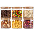 Moretoes 6 Pack 0.6qt Glass Storage Containers with Bamboo Lids, Airtight Food Storage Jars for Pantry, Dry Goods, Flour, Sugar