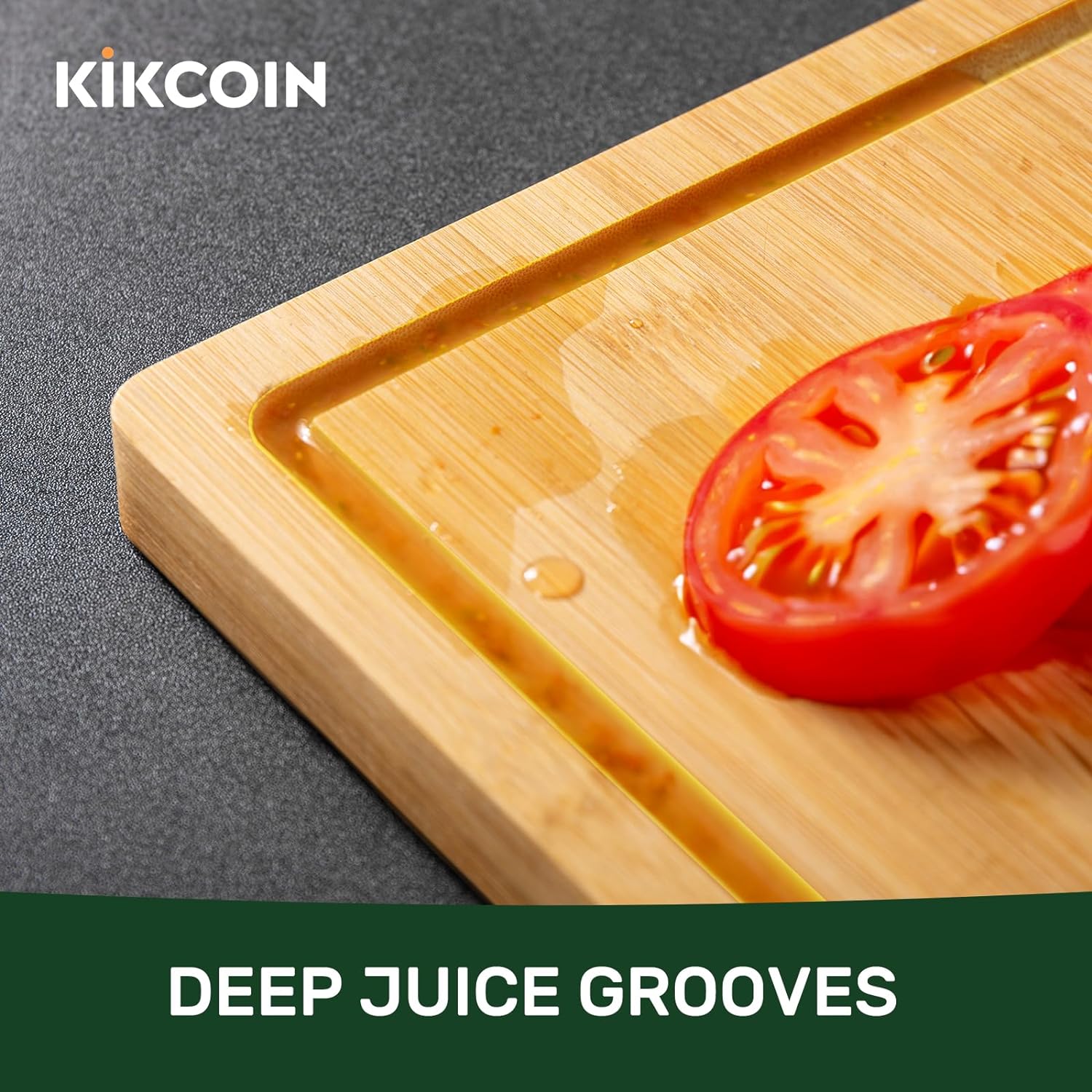 Kikcoin 17”×11” Bamboo Cutting Boards for Kitchen, Healthy Wooden Cutting Boards for Kitchen, Charcuterie, Vegetables, Cheese, Extra Large Chopping Boards with Deep Juice Groove and Handle, Natural