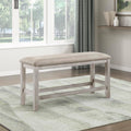 Lexicon Dining Bench with Padded Seat and Wooden Frame, Entryway Bench, Light Gray Textured Fabric Upholstered Dining Seat for Kitchen/Living Room, 19.5" SH, Brushed Antique White