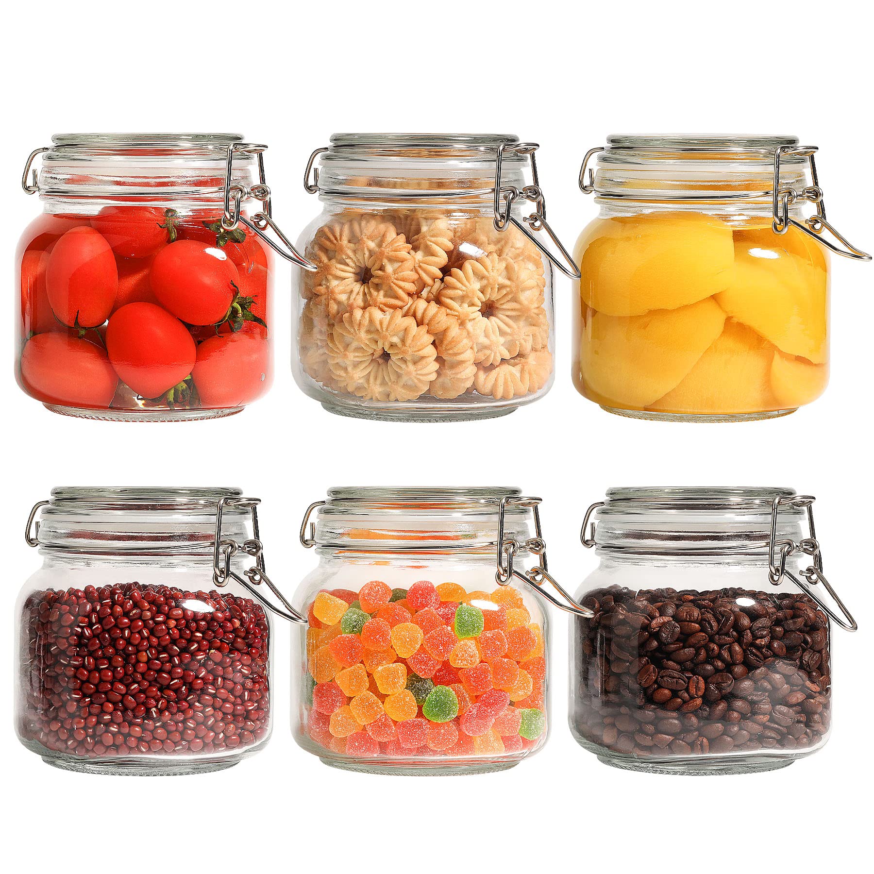 ComSaf 3-Pack 78oz Large Square Airtight Glass Jars for Bulk Food, Holds a 4lb Bag of Sugar or 5lb of Rice, Wide Mouth Canister for Flour, Coffee & Pantry Organization