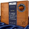 Pre-Oiled, Non Toxic 3-Piece Carbonized Bamboo Cutting Board Set, Eco-Friendly Wooden Chopping Boards for Kitchen with Hanging Hole, 500°F Carbonized Technology Charcuterie Serving Boards Deer & Oak